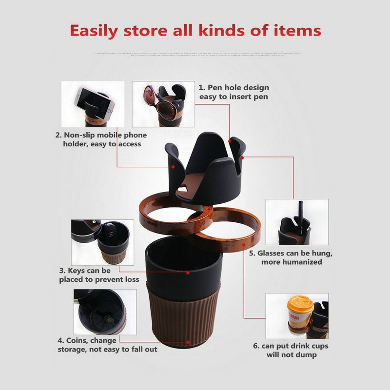 Dearly™ 4 In 1 Rotatable Car Cup Holder